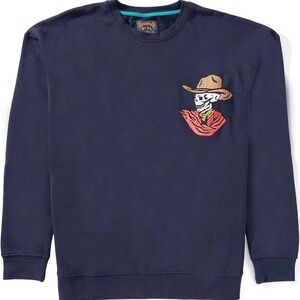 Sendero Provisions Co Navy Crewneck Sweatshirt with Embroidered Cowboy Skeleton